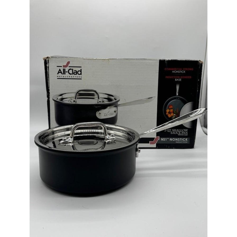All-Clad NS1 Nonstick 2 Qt Shallow Sauce Pan with Lid Hard Anodized E1022364
